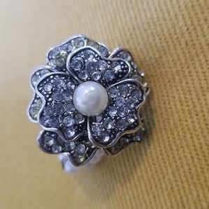 Rhinestone&Pearl Stretch Ring
